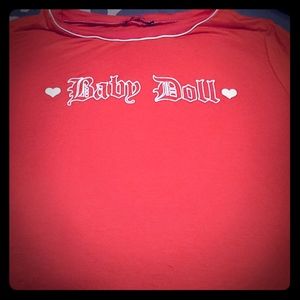 Super cute red "Baby Doll 💜" tee